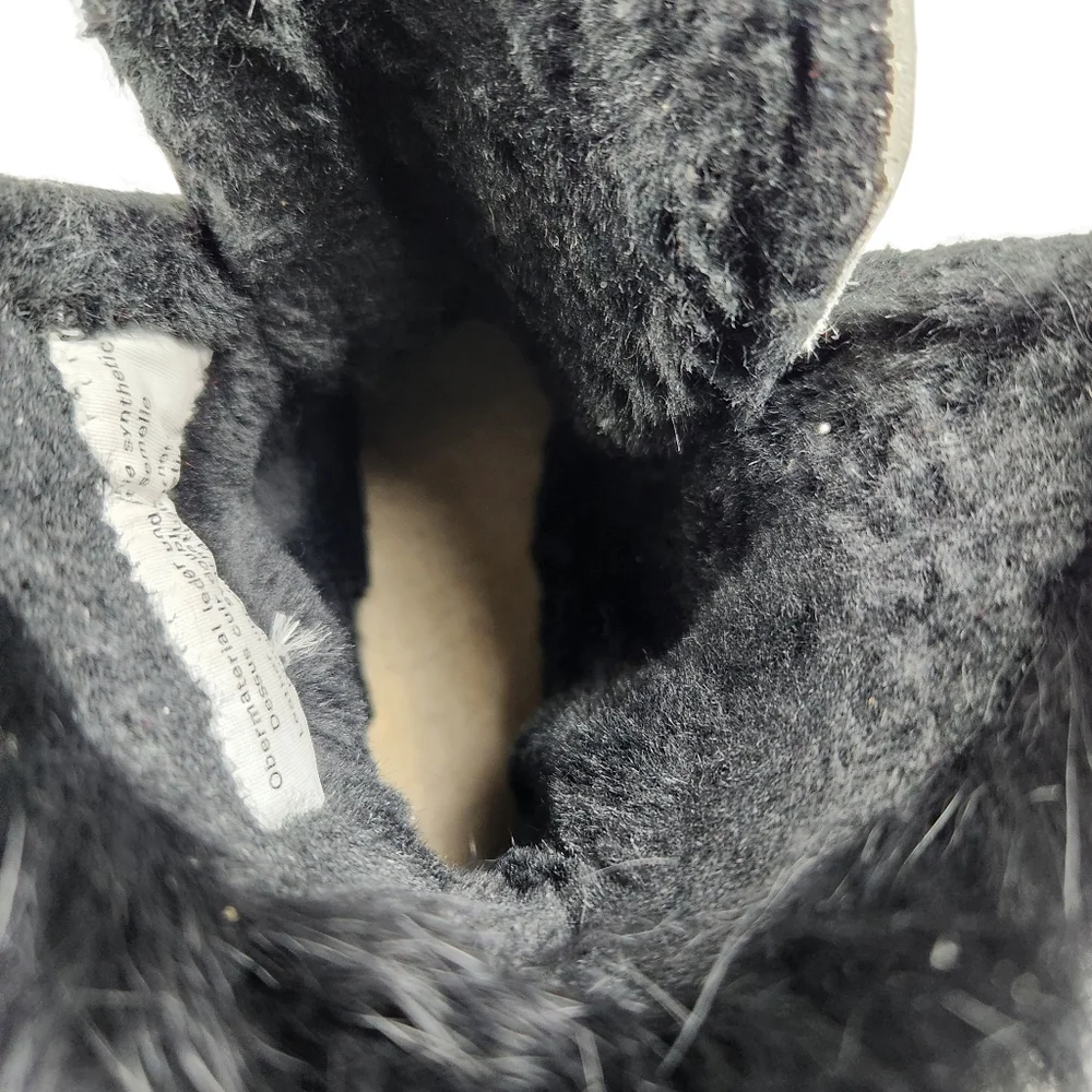 Oscar Sport Cristina Après Ski Black Fur Suede Leather Cheetah BootWomen Size 38 - Picture 9 of 16
